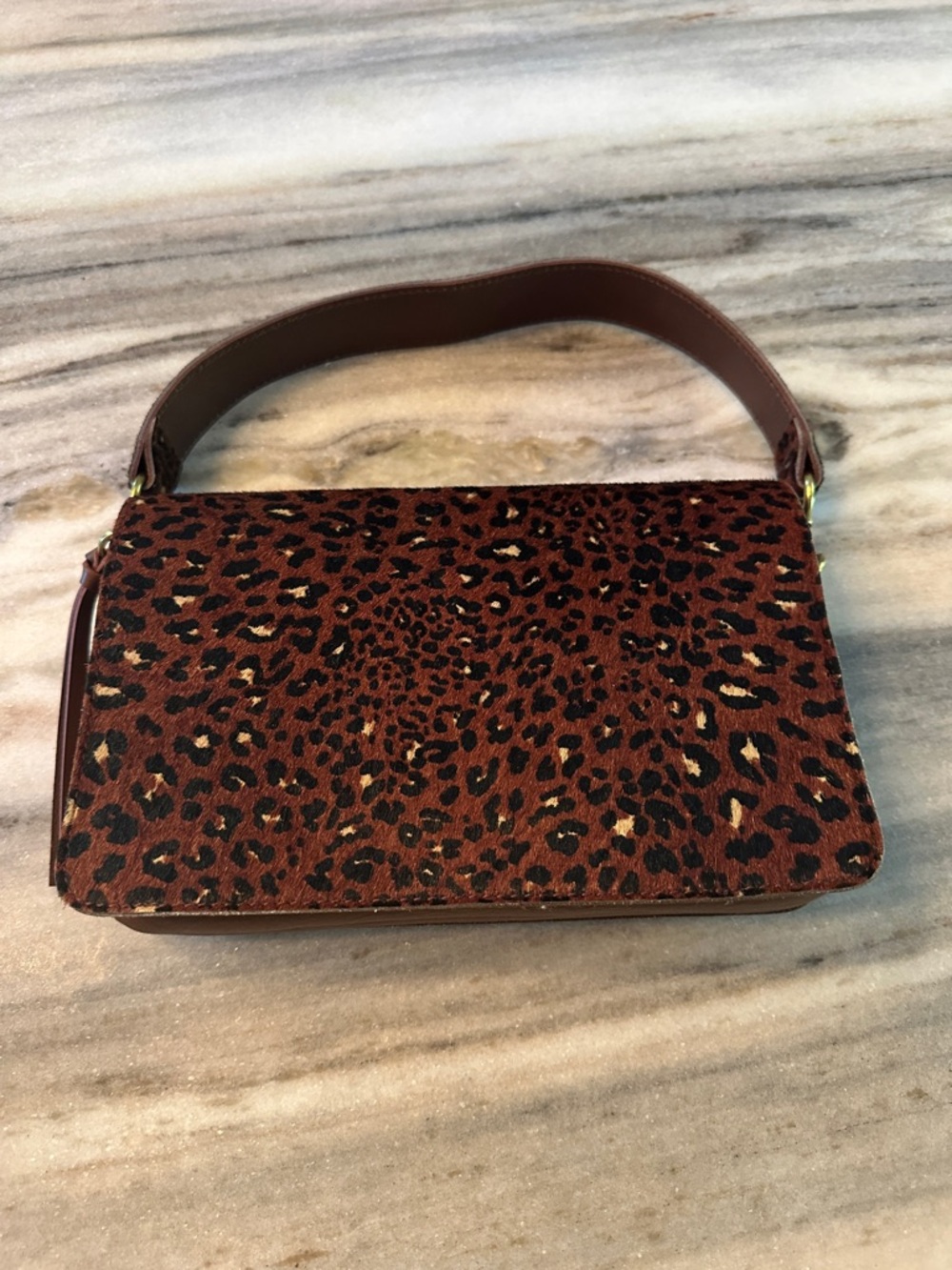 MADEWELL FLAP BAG WITH LEOPARD PRINT PONY HAIR